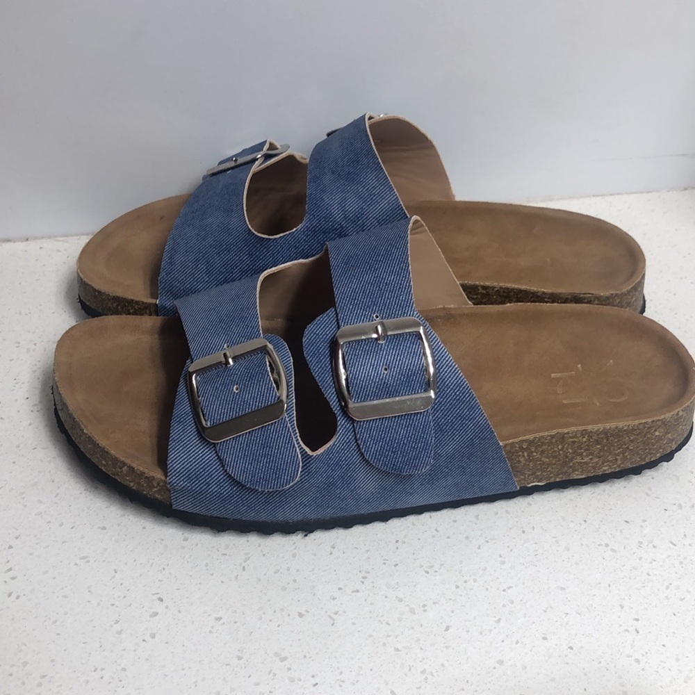 YOKI Blue Double Strap Slip On Sandals Size 6